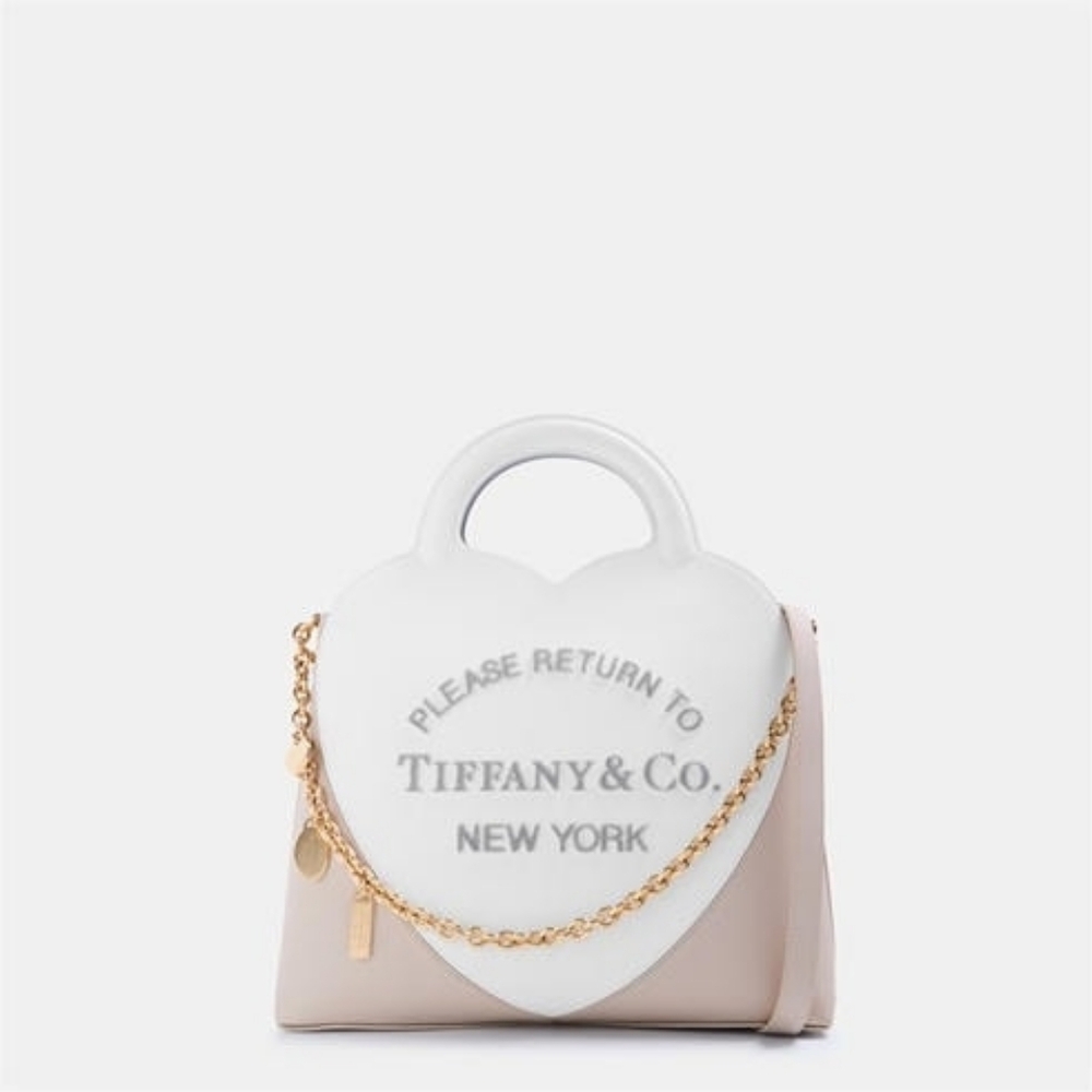 NEW TIFFANY Taupe / White Charm Tote Bag RTT - Picture 3 of 7